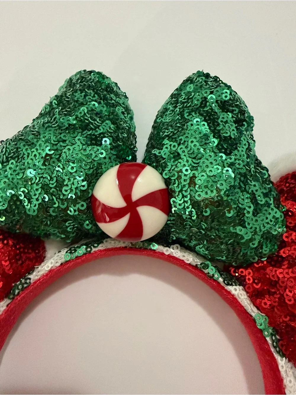 Disney Festive Sequin Minnie Ears Headband - Red, Green & White